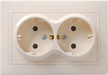 Розетка двухместная КВАРТА, скрытый монтаж, с заземлением, кремовый | код. ERK24-K33-16-DM | IEK