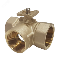 Кран шаровый трехходовой латунный под привод DN40, G1 1/2, КVS 25,0 | код 3040A | Techno