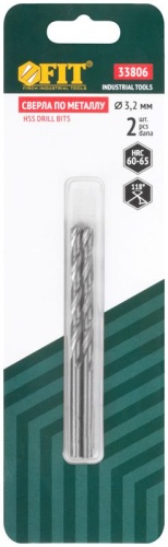 Сверла по металлу HSS полированные в блистере 3.2 мм (2 шт) | код 33806 | FIT фото 3