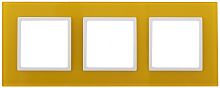 Рамка на 3 поста, стекло, Эра Elegance, жёлтый+бел, 14-5103-21 | код Б0034512 | ЭРА