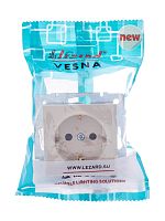 Розетка 1-м СП Vesna с заземл. защ. шторки ПБТ механизм крем.