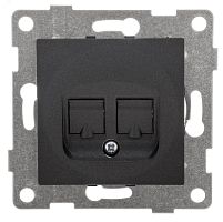 GUSI Ugra механизм розетки компьютерной и телефонной (RJ45, RJ12), скрытая установка. Цвет графит. | код С11КТ-010 | GUSI ELECTRIC