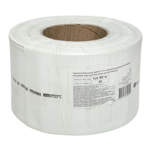 Термоусаживаемая трубка ТУТ нг 80/40 белая рулон PROxima | код tut-80-w | EKF фото 2