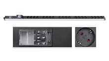 Cabeus PDU-16-20S-B-T Блок розеток для 19 шкафов, вертикальный, 20 розеток Schuko, 16А, автомат защиты, алюминиевый корпус, клеммная колодка | код 9548c | Cabeus