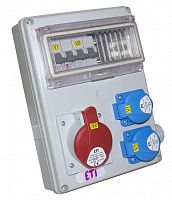 Распред. щит с разъемами EDS8 2-2/1-5 16 (Разъем 16A/5P-1, Schuko-2, АВ: C16/1-1, C16/3-1) | код 004483250 | ETI