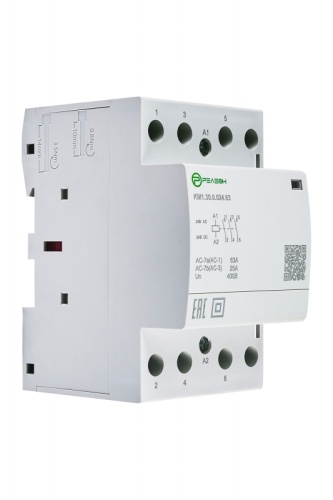 KM1.22.0.012.63 Модульный контактор 2НО+2НЗ контакта 63А (~/= 12В AC/DC) | код KM122001263 | РЕЛЕОН