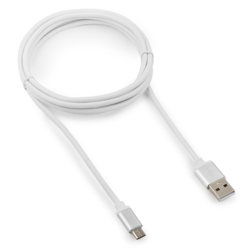 Кабель USB 2.0 Cablexpert CC-S-mUSB01W-1.8M, AM/microB, серия Silver, длина 1.8м, белый, блистер | код CC-S-mUSB01W-1.8M | Cablexpert