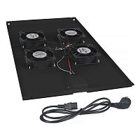 Модуль вентиляторный с 4-я вентиляторами для установки в напольные шкафы серии SH-05C , ND-05C глубиной 1000мм, цвет черный (RAL 9004) | код 8614c | Cabeus