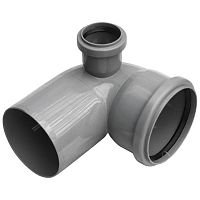 Отвод комбинированный канализационный с дополнительным входом справа 110х90/50 Ростурпласт | код 904026 | Ostendorf