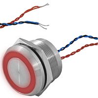 Кнопка пьезо с подсветкой, без фиксациии RUICHI RPS22E/R off-(on), М22, IP68, нержавеющая сталь | код 114226 | Ruichi