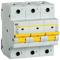 Выключатель автоматический трехполюсный ВА47-150 80А C 15кА | код. MVA50-3-080-C | IEK 