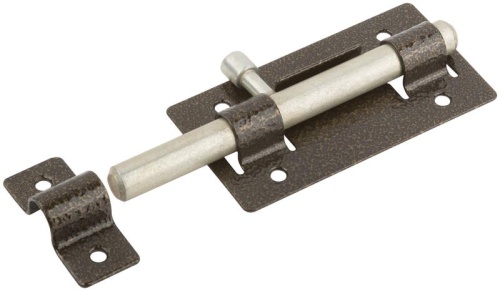 Задвижка накладная усиленная для дверей, круглый ригель, бронза | код 66680 | FIT фото 2