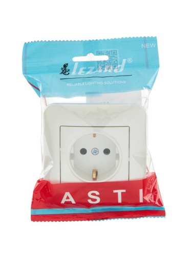 Розетка 1-м СП ASTI 16А IP20 с заземл. защ. шторки термопласт в сборе жемчуж./бел. перламутр. LEZARD 7081-3030-124B фото 4
