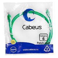 Cabeus PC-UTP-RJ45-Cat.6-0.3m-GN Патч-корд U/UTP, категория 6, 2xRJ45/8p8c, неэкранированный, зеленый, PVC, 0.3м | код 8682c | Cabeus