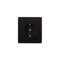 Розетка ROUND 1-ая с/з с/у, со шторками 16А оникс KRANZ | код KR-78-0701-3 | KRANZ