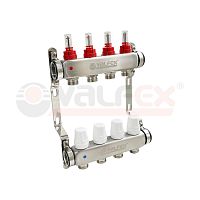 Блок коллекторов 1дюйм х 5 вых. евроконус 3/4дюйм с расходомером нерж. сталь (2) К | код VF.584.0605 | VALFEX