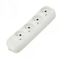 Колодка розеточная 4 гнезда 2П б/з 10А 250В белая серии Народная | код SQ1806-0419 | TDM НАРОДНЫЙ