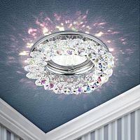 Светильник DK16 CH/PR 1х50Вт GU5.3 IP20 MR16 12В/220В точечный; декор "круглый с мелкими хрусталиками" хром./перламутр. | код Б0005210 | Эра