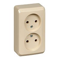 Розетка двухместная ETUDE, открытый монтаж, кремовый | код. PA16-005K | Schneider Electric