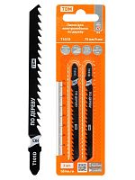 Пилки для электролобзика по дереву, HCS, 75х4 мм, чистый рез, T101D, 2 шт, Рубин, TDM | код SQ1089-0206 | TDM