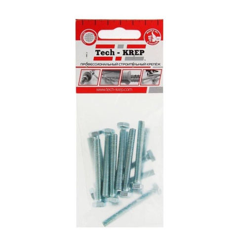 Болт DIN933 с шестигранной головкой М6х60 оцинк. (уп.10шт) | код 102963 | Tech-KREP Болт DIN933 с шестигранной головкой М6х60 оцинк. (уп.10шт) | код 102963 | Tech-KREP