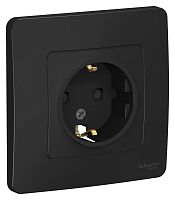 Розетка BLANCA, скрытый монтаж, с заземлением, со шторками, антрацит | код. BLNRS001116 | Schneider Electric