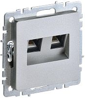 BRITE Розетка компьютерная двойная RJ45 кат.5E РК10-2-БрА алюминий | код BR-K20-1-K47 | IEK