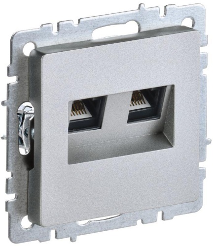 BRITE Розетка компьютерная двойная RJ45 кат.5E РК10-2-БрА алюминий | код BR-K20-1-K47 | IEK