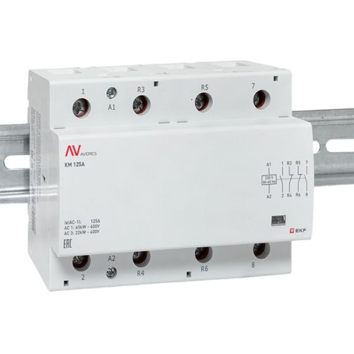 Контактор модульный КМ 125А 2NO+2NC 230VAC (6 мод.) AVERES EKF | код km-av-6-125-22-230V | EKF фото 3 Контактор модульный КМ 125А 2NO+2NC 230VAC (6 мод.) AVERES EKF | код km-av-6-125-22-230V | EKF фото 3