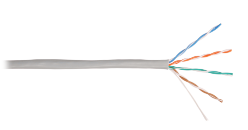 Кабель NIKOLAN U/UTP 4 пары, Кат.5e (Класс D), 100МГц, одножильный, BC (чистая медь), 24AWG (0,49мм), внутренний, PVC нг(А), серый, 305м | код NKL 2100A-GY | NIKOLAN