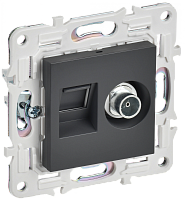 SKANDY Роз. двойная TV+RJ45 кат.5E SK-A14T титан IEK | код SK-AK20-1-K48 | IEK