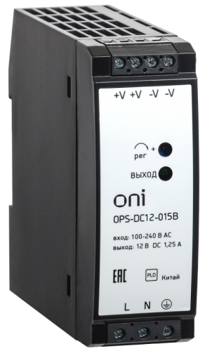 Блок питания OPS 220В AC/12В DC 15Вт ONI | код OPS-DC12-015B | ONI Блок питания OPS 220В AC/12В DC 15Вт ONI | код OPS-DC12-015B | ONI