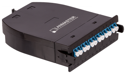 MPO кассета OS2, 12xLC, тип B, низкие потери, черная | код LAN-MCSB-1M-12LC/OS2 | LANMASTER