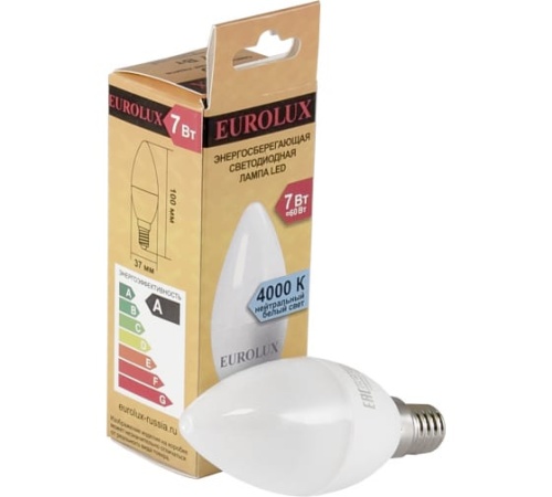Лампа светодиодная LL-E-C37-7W-230-4K-E14 (свеча, 7Вт, нейтр., Е14) Eurolux, , Шт | код 76/2/8 | EUROLUX Лампа светодиодная LL-E-C37-7W-230-4K-E14 (свеча, 7Вт, нейтр., Е14) Eurolux, , Шт | код 76/2/8 | EUROLUX