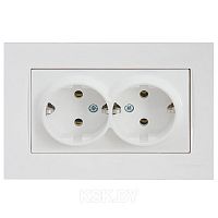 Rita - Розетка двойная 2x2P+E, (в комплекте с рамкой), белый | код 2220-202-0201 | Mutlusan