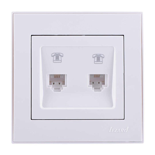 Розетка RAIN телефонная двойная евро белая | код 703-0202-138 | LEZARD Розетка RAIN телефонная двойная евро белая | код 703-0202-138 | LEZARD