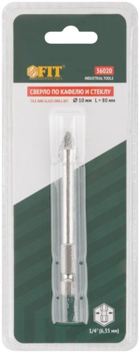 Сверло по кафелю шестигранный U-хвостовик под биту 10мм FIT 36020 фото 3