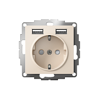 Розетка 3-м СП AtlasDesign 16А IP20 с 2-мя заряд. устройствами USB тип A+A 5В/2.4А 2х5В/1.2А механизм беж. | код ATN000230 | Schneider Electric