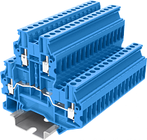 TUD2.5-2-BU Клемма TU 2-уровневая проходная винтовая, сеч.2.5мм2, син., шт | код TUD2.5-2-BU | SUPU