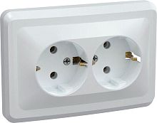 Розетка двухместная ВЕГА, скрытый монтаж, с заземлением, белый | код. ERV21-K01-16-DM | IEK