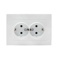 Валенсия розетка 2-местная с/з 16А белая с защ, штор, PROxima | код EWR16-128-10 | EKF