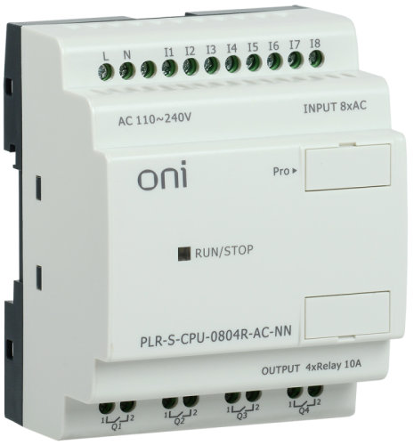 Логическое реле PLR-S. CPU0804(R) 220В AC без экрана ONI | код PLR-S-CPU-0804R-AC-NN | ONI