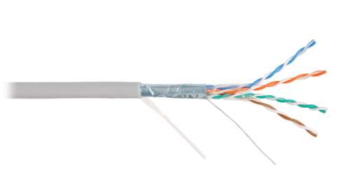 Кабель NIKOLAN F/UTP 4 пары, Кат.5e (Класс D), 100МГц, одножильный, BC (чистая медь), 24AWG (0,50мм), внутренний, PVC нг(А), серый, 305м | код NKL 4200A-GY | NIKOLAN