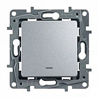 Выключатель 1-клавишный ETIKA, с подсветкой, скрытый монтаж, алюминий | код. 672403 | Legrand