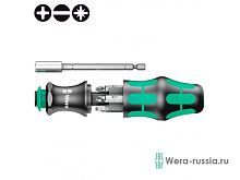 Набор бит с рукояткой-битодержателем Kraftform Kompakt 28 и патроном Rapidaptor с сумкой, 6 предметов | код WE-134491 | Wera