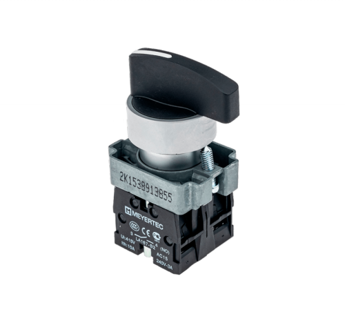 Переключатель, длинная ручка, черный, 3 полож. 2NO, возвр.-фикс.-возвр, мет. MTB2-BJZ135 | код 58192 | MEYERTEC