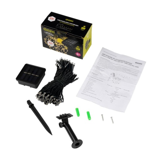 Светильник светодиодный SLR-G01-100Y садовый; гирлянда 100 бел. LED на солнечн. батарее | код. 5027312 | ФАZА фото 6