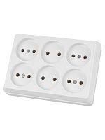 Розетка шестиместная 2П открытой установки IP20 10A белая Ладога TDM | код SQ1801-0140 | TDM