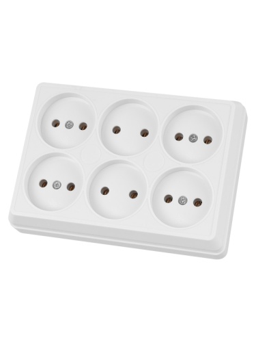 Розетка шестиместная 2П открытой установки IP20 10A белая Ладога TDM | код SQ1801-0140 | TDM