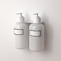 Держатель дозатора для жидкого мыла и шампуней на 2 флакона настенный, белый REXANT | код 38-0700 | REXANT